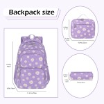 Schulrucksack Mädchen Teenager Damen Schultasche Rucksack Set Gänseblümchen Schulranzen für Mädchen Schule Freizeit mit Lunchpaket Tasche und Mäppchen
