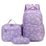 Schulrucksack Mädchen Teenager Damen Schultasche Rucksack Set Gänseblümchen Schulranzen für Mädchen Schule Freizeit mit Lunchpaket Tasche und Mäppchen