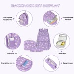 Schulrucksack Mädchen Teenager Damen Schultasche Rucksack Set Gänseblümchen Schulranzen für Mädchen Schule Freizeit mit Lunchpaket Tasche und Mäppchen